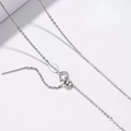 S925 sterling silver cross chain with sliding bead and adjustable needle pin closure - Universal Cable Chain 50cm / White Gold