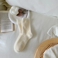 Calze morbide color bianco crema in pile di finto visone per donna stile casual - Taglia unica / crema