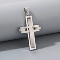 Mechanical style stainless steel cross pendant in silver finish for hip-hop jewelry - Steel Style (KP130551-HR)