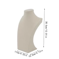 Beige velvet necklace display stand and portrait neck bust with detailed dimensions - Large Beige Necklace Bust