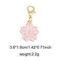 Pink enamel Sakura cherry blossom charm with golden lobster clasp for shoes and bags - Style 18 Cherry Blossom
