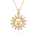 Collana con ciondolo sole in oro 18k con cristalli di zircone e design in rilievo - B149-Rilievo dello Spirito Santo del Sole