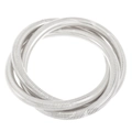 Three-layer layered silver flexible snake-bone coil ring with textured metal finish - Silver Fine Pattern (4104)