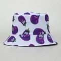 Standard Fischerhut mit süßem Cartoon-Auberginen-Druck und hochwertigen Baumwollnähten - M (56-58cm) / Weiße Aubergine