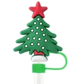Reusable Christmas tree silicone straw topper with 10mm hole for drink cups - Christmas Tree
