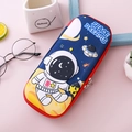 Navy blue 3D astronaut theme pencil case with Space Dreams pattern and red zipper - Sitting Astronaut
