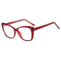 Chic red transparent TR90 cat-eye blue light blocking glasses shown from a 45-degree angle - Transparent Red