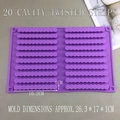 Moule en silicone violet à 20 cavités longues ondulées pour la pâtisserie et le savon - Moule 20 Cavités Torsade Bande Longue