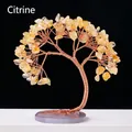 Handcrafted Citrine crystal money tree with copper wire branches on purple agate base - Citrine Phoenix Tail Tree (12 Branches)
