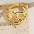 Vintage goldener Blumenring mit Zirkonia, verstellbares Design für Damen - Hohl Geschnitten