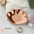 Rose gold shell shaped metal tray with mirror finish and stylish gear ring - Stainless Steel / Shell Shape Rose Gold (9*7cm)