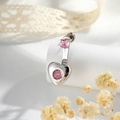 Minimalistisches Bauchnabelpiercing aus Silber mit zwei rosa Kristallen auf weißer Spitze - Einzelstück / Rosa Zirkonia (A915-2#)
