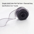 Charcoal grey chiffon fishtail ribbon 4cm wide for flower wrapping and crafts - Rock Grey