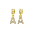 Golden letter A pendant with clear zircon inlay for DIY necklace and bracelet jewelry - Letter-A