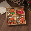 Set of 12 festive wooden Christmas elf pendants in a storage box for tree decoration - 221019 Gingerbread Man-C (12pcs/box)