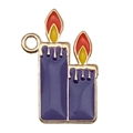 Purple double candle enamel charm with gold trim for Halloween DIY jewelry making - 1pc Purple Candle (21x15mm)