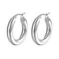 Orecchini a cerchio minimalisti in acciaio inossidabile argento lucido con tubo cavo spesso - 20mm Color Acciaio