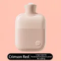 Digital display PVC hot water bottle in flesh pink with matching plush cover - Basic Style - Crimson Red - Comes With A Cloth Cover / 500ml