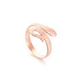Anillo de serpiente calado en oro rosa con textura de escamas y diseño ajustable - Estilo de Diseño de Patrón de Serpiente (KR105285--KFC) / Oro rosa