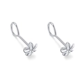 Elegant S999 sterling silver stud earrings with delicate flower and leaf design - S999 Pure Silver / Cherry Blossom Stud Earrings