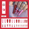 Unghie finte lunghe a ballerina con glitter a cuore e strass luminosi in rosa e rosso - Z267 Patchwork di Cuore (Con Colla)