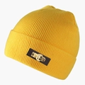 Close-up of yellow knit beanie featuring a leather patch with a metal 1999 G-logo emblem - L(58-60cm) / Bright Yellow