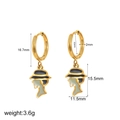 Golden stainless steel hoop earrings with elegant lady profile charm and enamel - 18K Gold / Lady Portrait Style (TE60103)