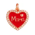 Ciondolo a cuore rosso con scritta Mama dorata e accenti di zirconi bianchi - Cuore Mama-Oro Rosa-Smalto Rosso
