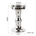 Polished silver metal candle holder with dimensions 8.5x14x8cm and 392g weight details - Large / Silver