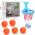 Kids indoor basketball set with blue shark hoop and five textured orange mini balls - Blue Shark - English Box - With 5 Balls