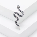 Silver snake brooch set with purple and blue rhinestones on a geometric background - Full Rhinestone Patterned Snake
