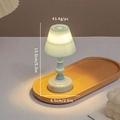 Mini lily of the valley night light in sage green with warm LED glow and dimensions - S22 Twill Lamp / Blue