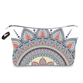 Detail of colorful mandala pattern makeup bag with black zipper and carry handle - Multicolor Geometric Mandala Style