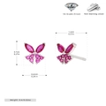 Macro detail of butterfly earrings in S925 sterling silver with pink zircon stones - Platinum Plated 925 Silver (Rose Red Butterfly)