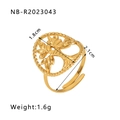 Adjustable 18k gold plated stainless steel ring featuring a cutout Tree of Life design - Tree of Life Hollow (NB-R2023043)