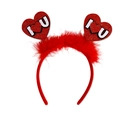 Sparkly red sequin headband with I Love You hearts and soft feather trim for Valentine's Day - Style 19 Heart (I LOVE U Sequin + Feather)