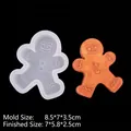 Stampo in silicone omino di pan di zenzero A179 per candele, misura 7x5,8x2,5cm - Omino di pan di zenzero / Trasparente