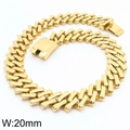 Chunky 20mm gold-plated rhombus Cuban chain bracelet with industrial clasp design - 20mm Wide Sandblasted Gold