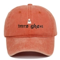 Gorra naranja de algodón lavado con fantasma blanco y bordado de more ghost - Naranja