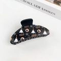Gothic Halloween hair claw clip in black with trick or treat pumpkin pattern - Halloween #3 - Crescent
