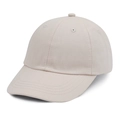 Detailed close-up of plain beige kids baseball cap showing twill fabric texture - Beige