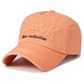 Peach orange cotton baseball cap featuring 3D SWACK embroidery and curved brim - Adjustable / Orange