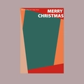 Brown kraft Christmas flower wrapping paper with red and green geometric Merry Christmas print - Color Splicing - Style C