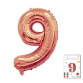 Rose gold number 9 foil balloon in 40 inch size with retail card packaging display - 40-inch Rose Gold 9-inch With Paper Card