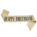 Banda de cumpleaños con purpurina oro champán y letras negras de Happy Birthday - Feliz Cumpleaños / Oro Pálido con Texto Negro