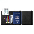 Black RFID travel passport wallet with multiple card slots and secure elastic strap closure - Elastic Band Style / Black