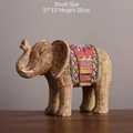 Petite figurine éléphant nordique avec texture tressée et selle colorée, 27x13x20cm - Éléphant Motif Rotin - Petit (27x13x20cm)