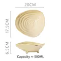 Beige spiral textured ceramic bowl with tripod feet, 20cm irregular shape salad dish - Beige Tripod Spiral Bowl