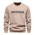 Casual χακί φούτερ με στρογγυλή λαιμόκοψη, τύπωμα adventure και ριμπ μανσέτες - S / Tops / Χακί