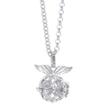 Retro zilveren ketting met holle filigraan bol en hanger met engelenvleugels - Zilver